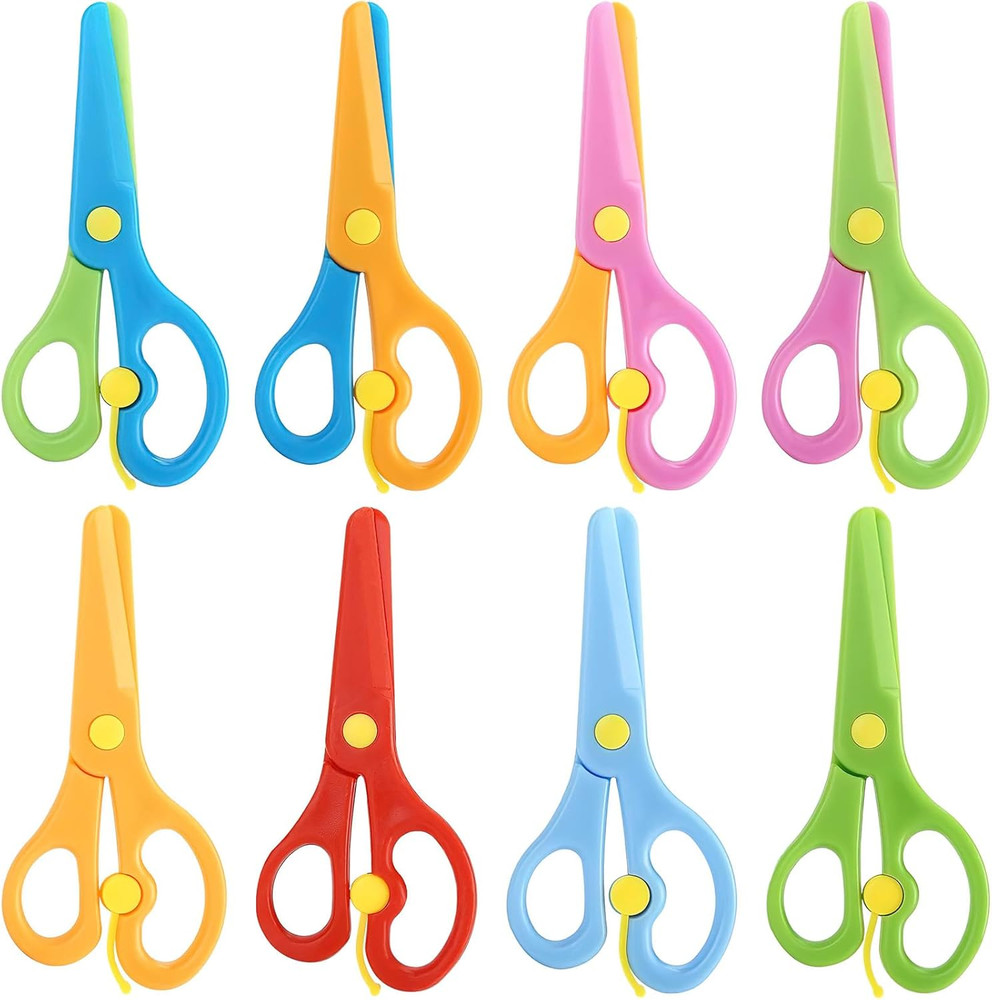 LOVESTOWN Kids Scissors, 8PCS Blunt Tip Training Safety Scissors Stocking Stuffe