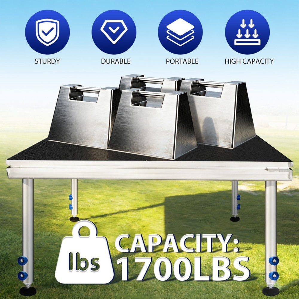 4 x 4 FT Portable Stage Platform Adjustable Height Stage Riser with Folding Legs