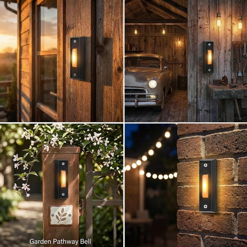 Lighted Doorbell Button Wired Replacement for Most Low-Voltage Systems Black ...