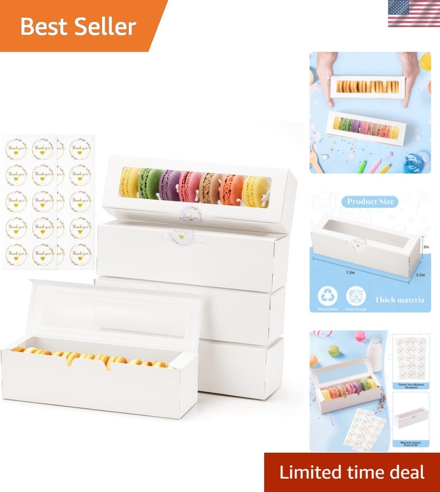 Durable 20 Pack Macaron and Cookie Boxes with Clear Window for Special Occasions
