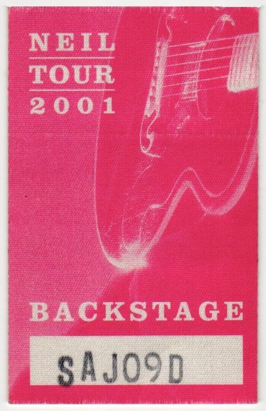 Vintage 2001 Neil Young Concert Backstage Pass