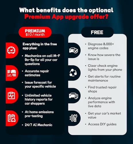 Bluetooth OBD2 Scanner for Cars - Wireless OBD2 Scan Tools & Code Reader black