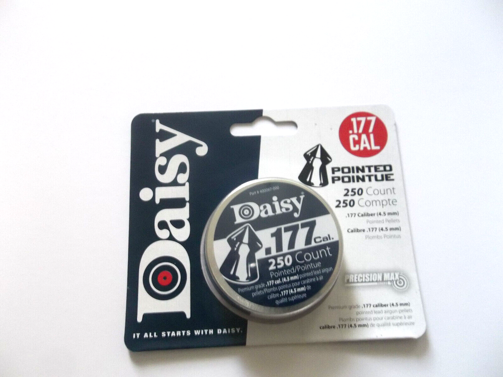DAISY Precision Max 250 Count POINTED 4.5mm .177 Caliber Pellets Target