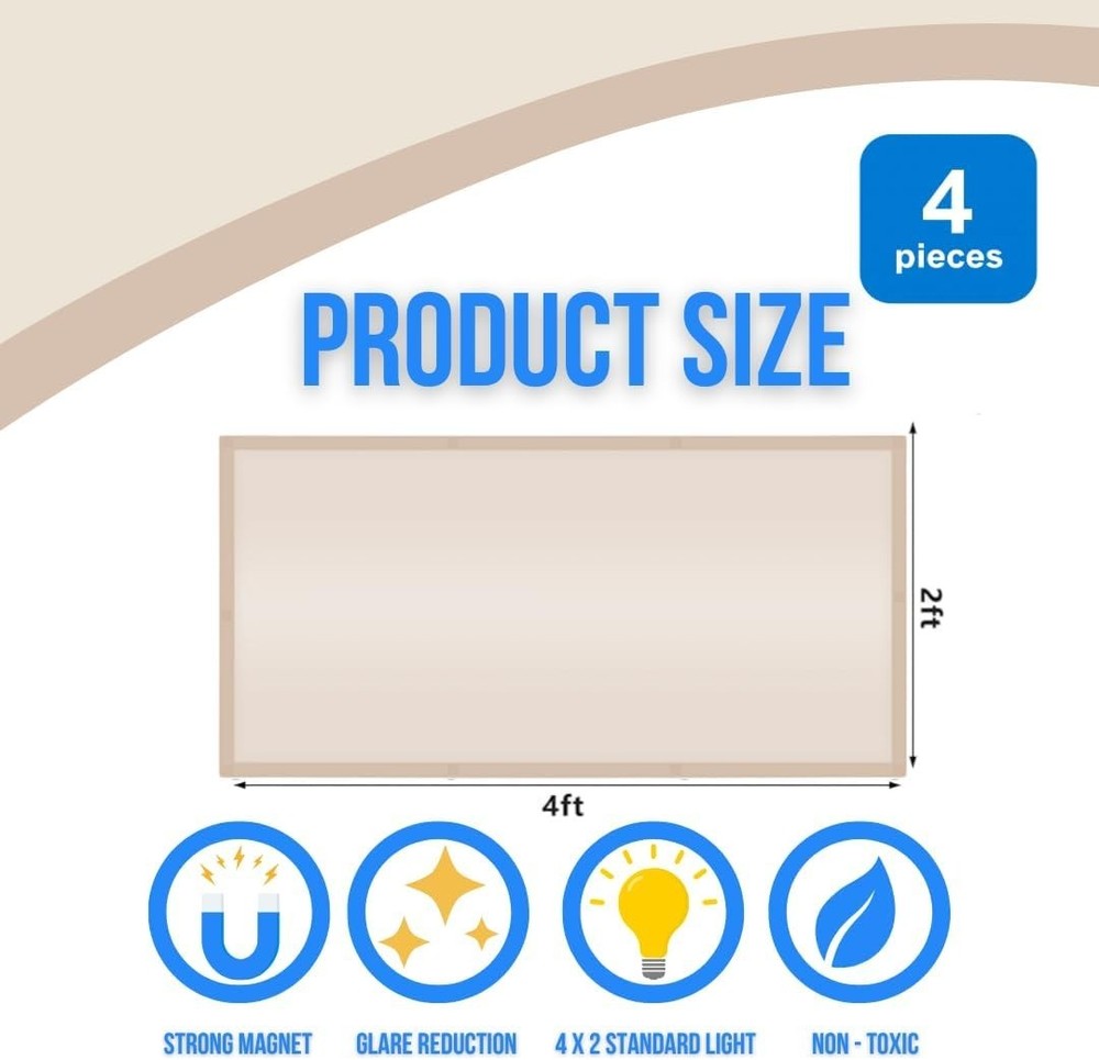 Mocha Fluorescent Light Filter Covers - 4 Pack for Glare Reduction