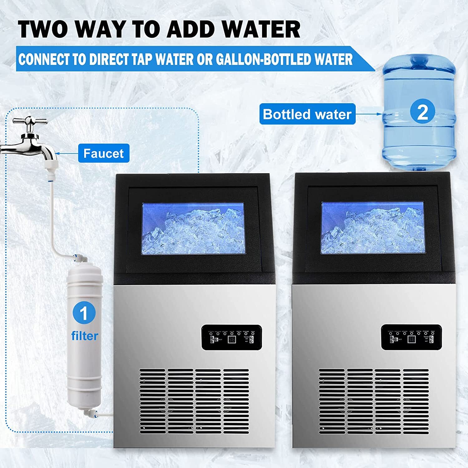 90lb Built-in Commercial Ice Maker Stainless Steel Bar Restaurant Cube Machine