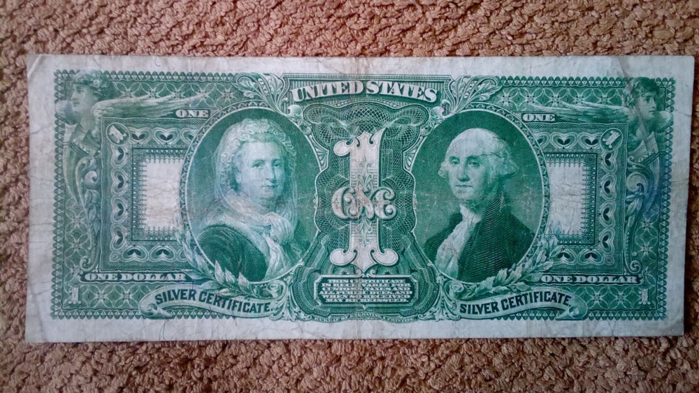 1896 $1 ONE DOLLAR LARGE-SIZE SILVER CERTIFICATE EDUCATIONAL NOTE, VF+, RED SEAL