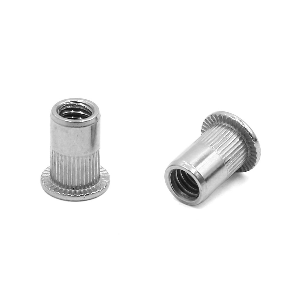 1/4-20 UNC 304 Stainless Steel Flat Head Threaded Insert Rivet Nuts, 20-Piece Pack