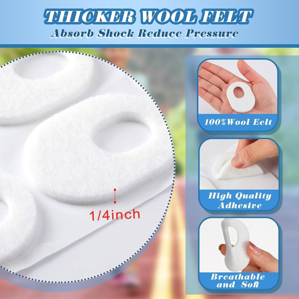 WILLBOND 48 Pack Callus Pads Soft 1/4" Thick Oval Shape Corn 1/8" White