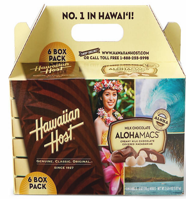 Hawaiian Host Milk Chocolate AlohaMacs Covered Macadamias 6 Box Pack,Total 36 oz