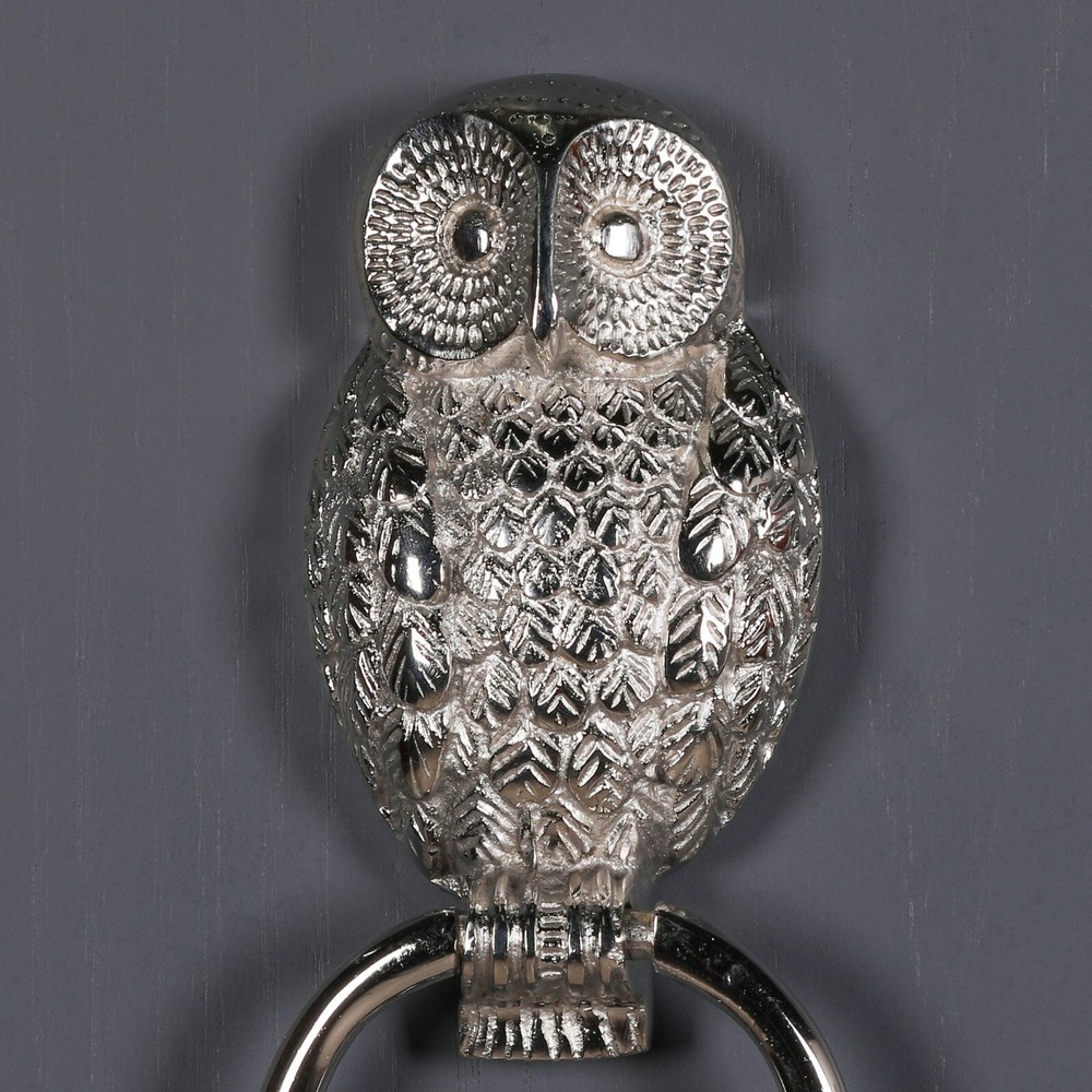 Classical Solid Brass Chrome Finish Owl Door Knocker Country Style
