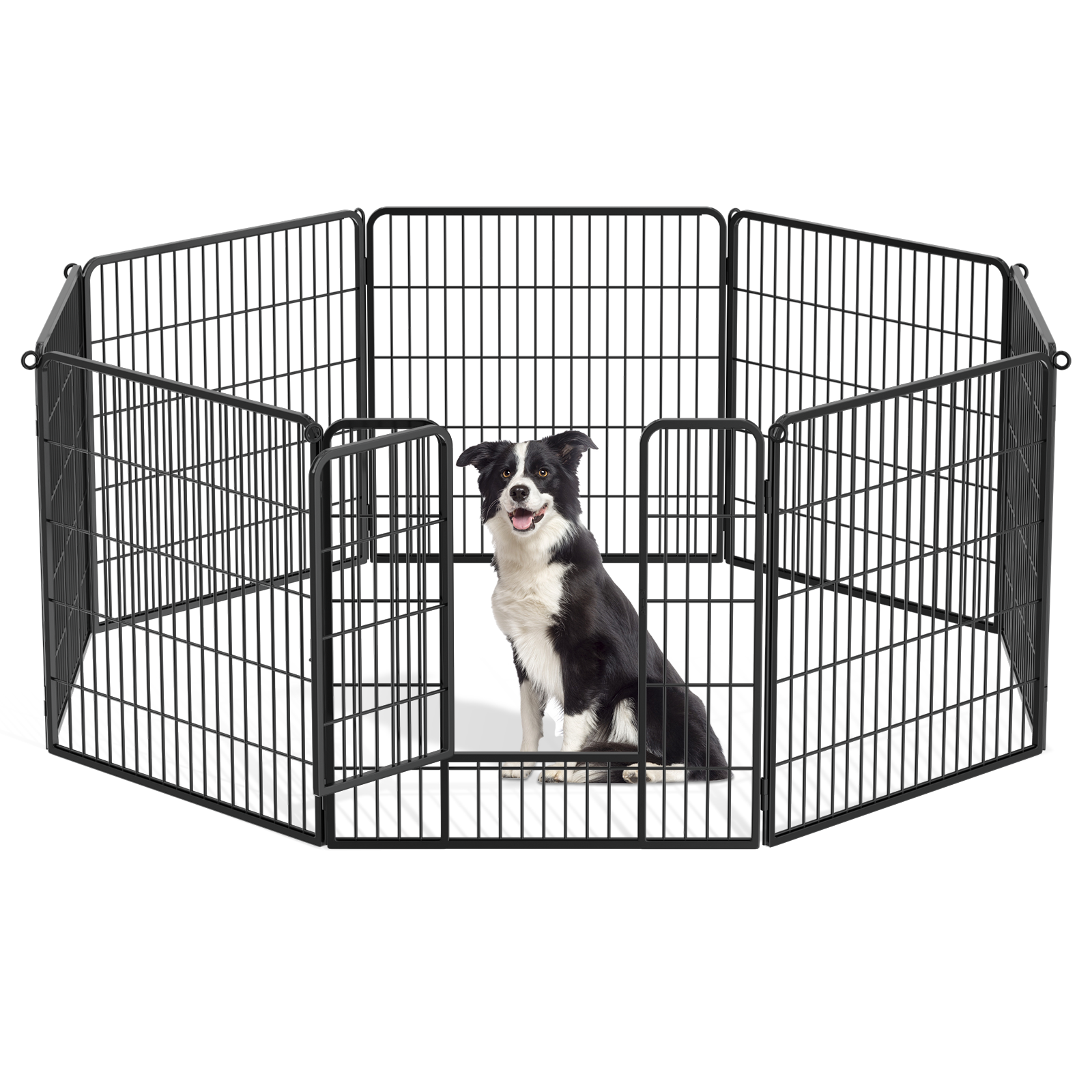 31 Inch Folding Dog Playpen Metal Heavy Duty Pet Dog Exercise Pen 8Panel w/Doors