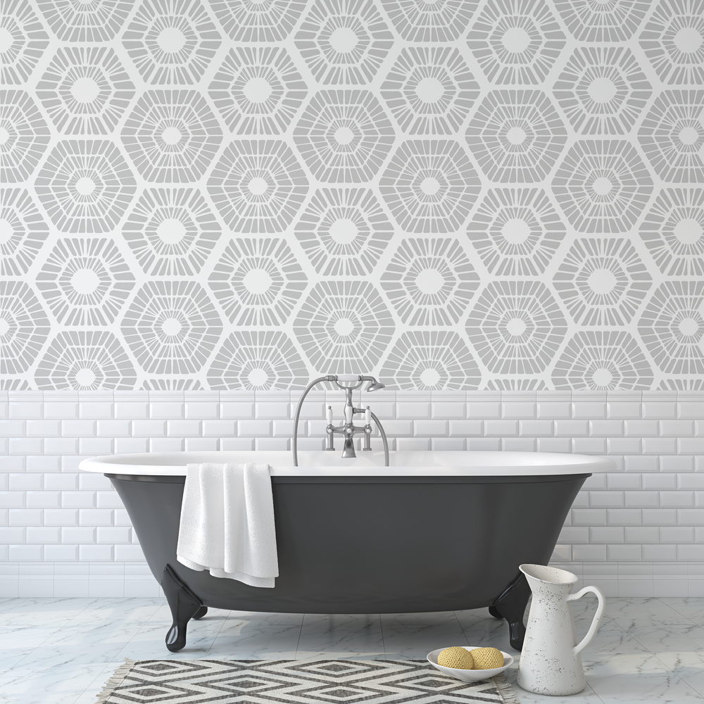 Scandinavian Geometric Pattern Wall Stencil - Durable & Reusable Mylar Stencils