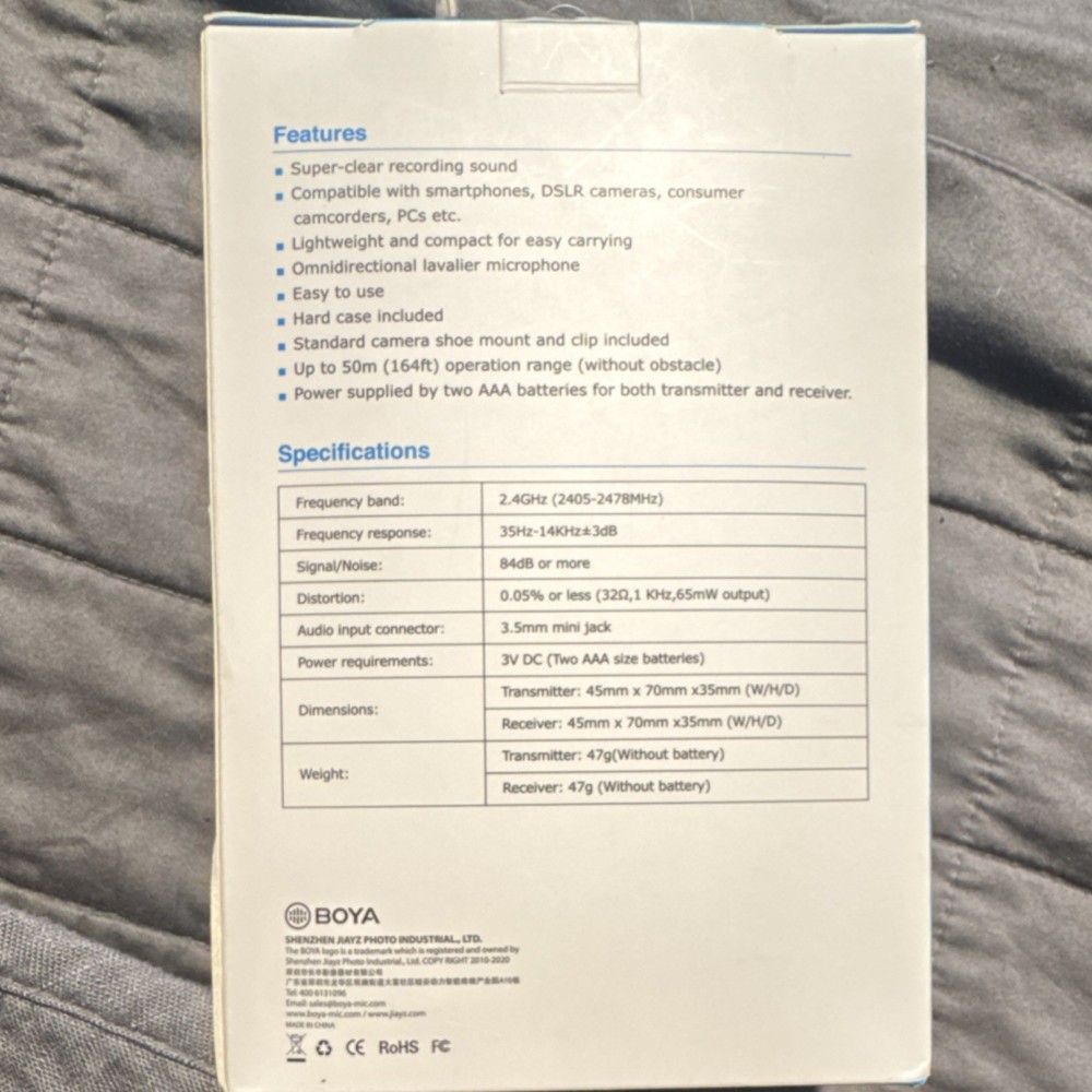 BOYA BY-WM4 PRO Wireless Lavalier Microphone System Omnidirectional Compact