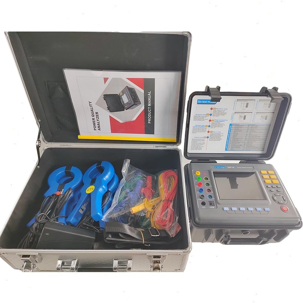 Three-Phase Power Quality Analyser with 4 PCS Circle Current Clamp 1.0A-1000A
