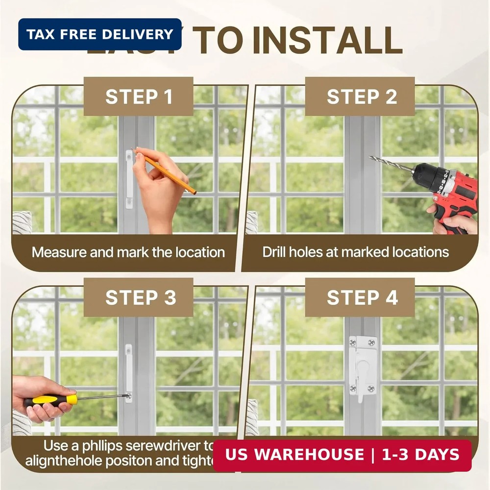 4 Pcs Window Locks, Replacement Window Locks, Sliding Window Sash Locks, Durable