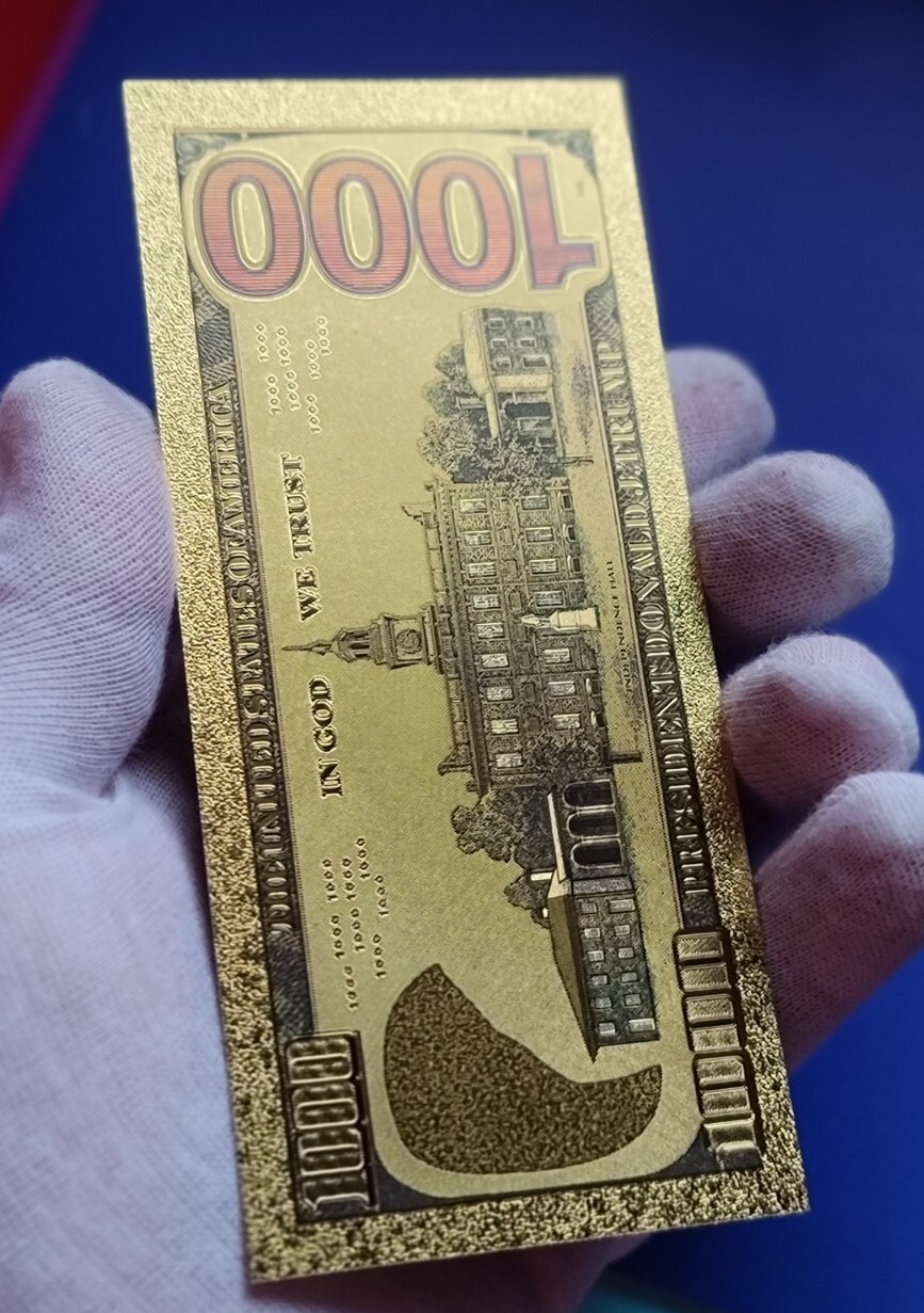 Donald Trump $1000 Bill, Bank Note - 24kt Gold Foil Commemorative - FREE Ship!