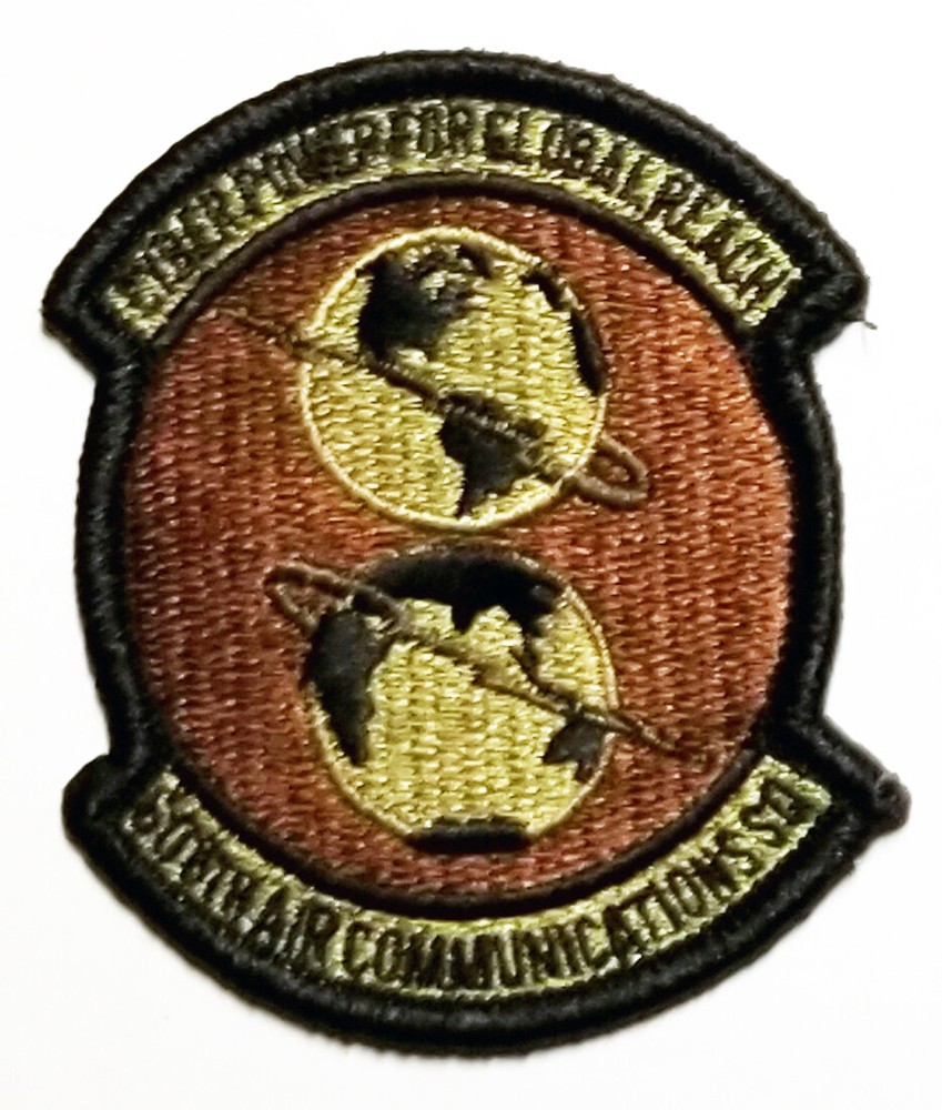 US Air Force 608th Air Communications Squadron Subdued Hook Back Patch