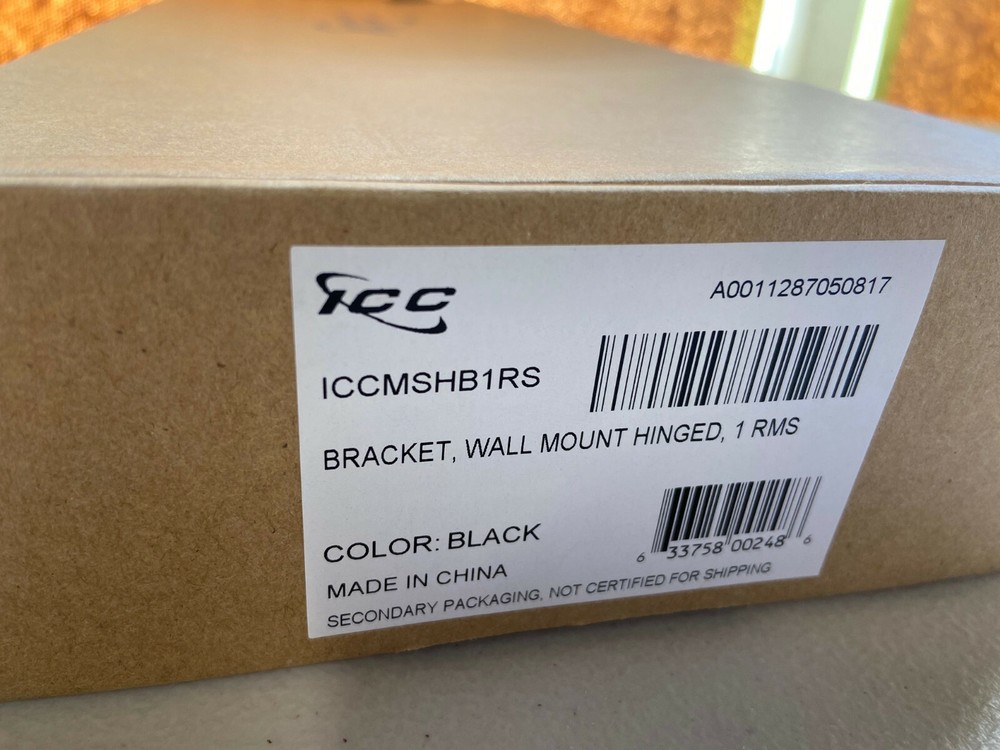 NEW ICC Wall Mount Hinged Bracket, 1-RMS (Black)