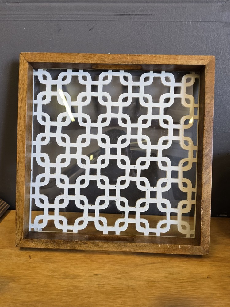 Brown And White Geometric Serving Tray Beautiful