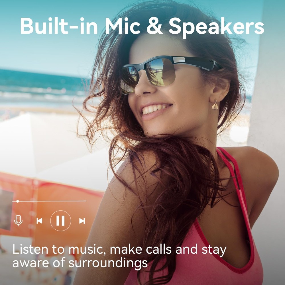 Polarized Bluetooth Smart Glasses with Mic
