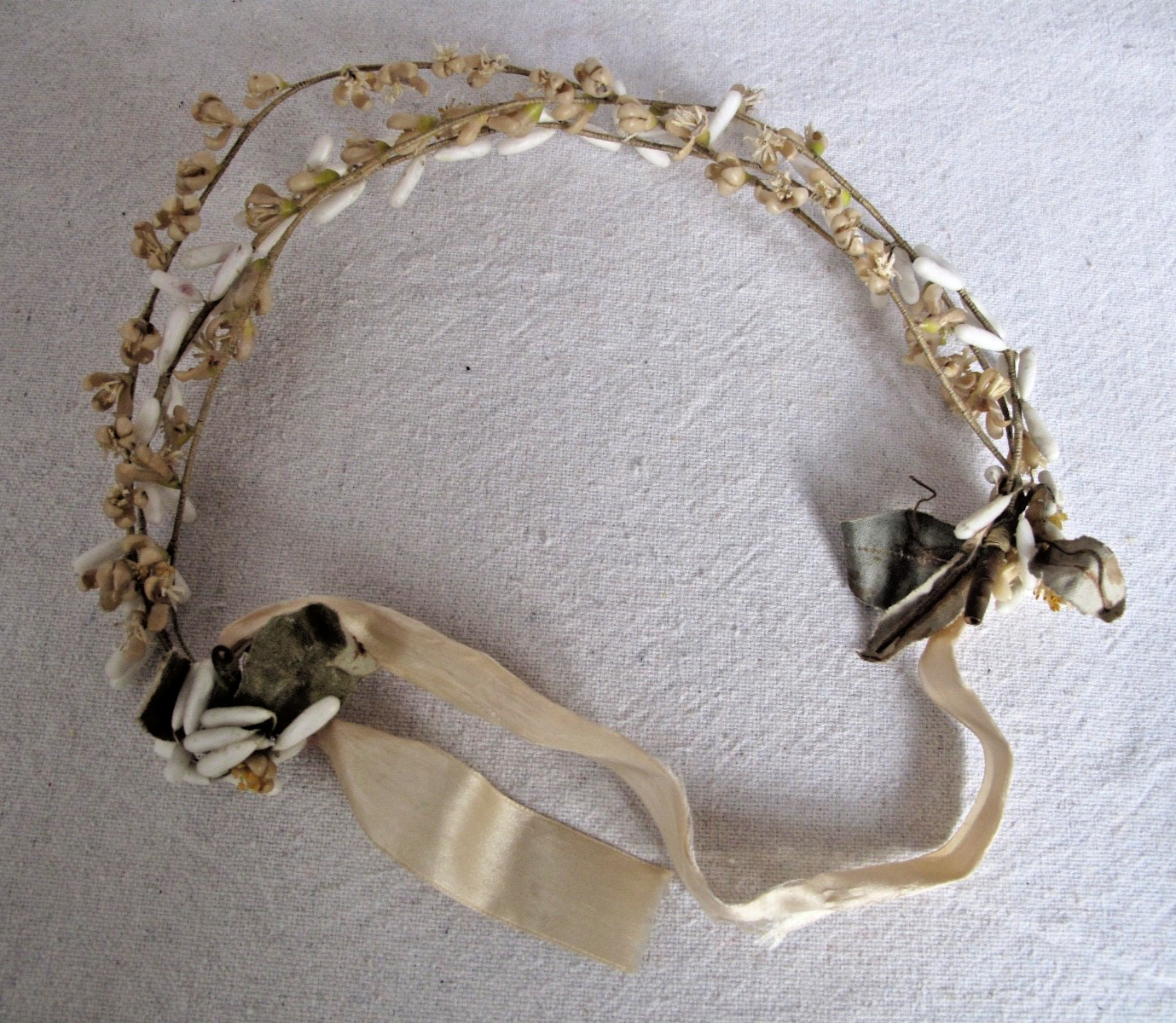 Antique Wedding Headdress for a Veil Victorian 1880's  Wax Flowers