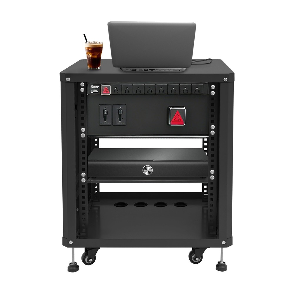 12U Network & Stereo Rack Rolling Server Rack Open Cabinet with Caster Wheels