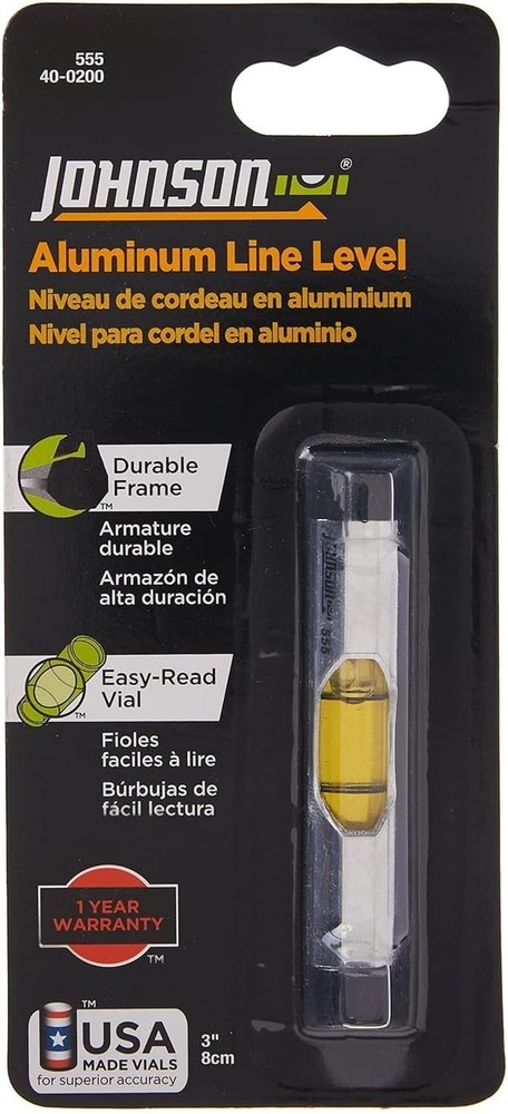 Johnson Level & Tool 555 Aluminum Line Level, 3", Silver, 1 Level