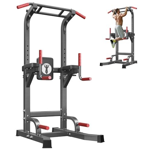Multi-Function Power Tower Pull Up Bar Station Pull Up Dip Station for Black