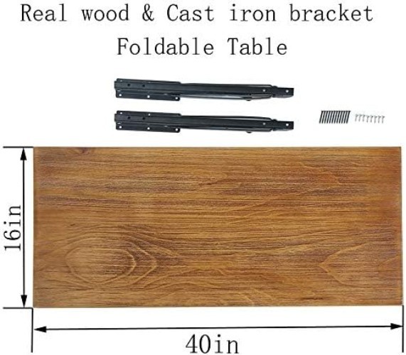 Versatile 40"x16" Wall-Mounted Drop Leaf Dining Table in Solid Pine Wood