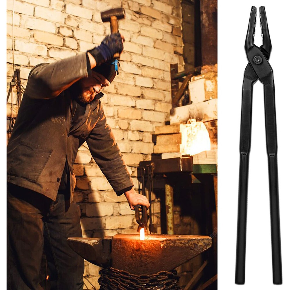 17" Blacksmith Wolf Jaw Tongs Knife Forging Tool For Beginner Master Blacksmiths
