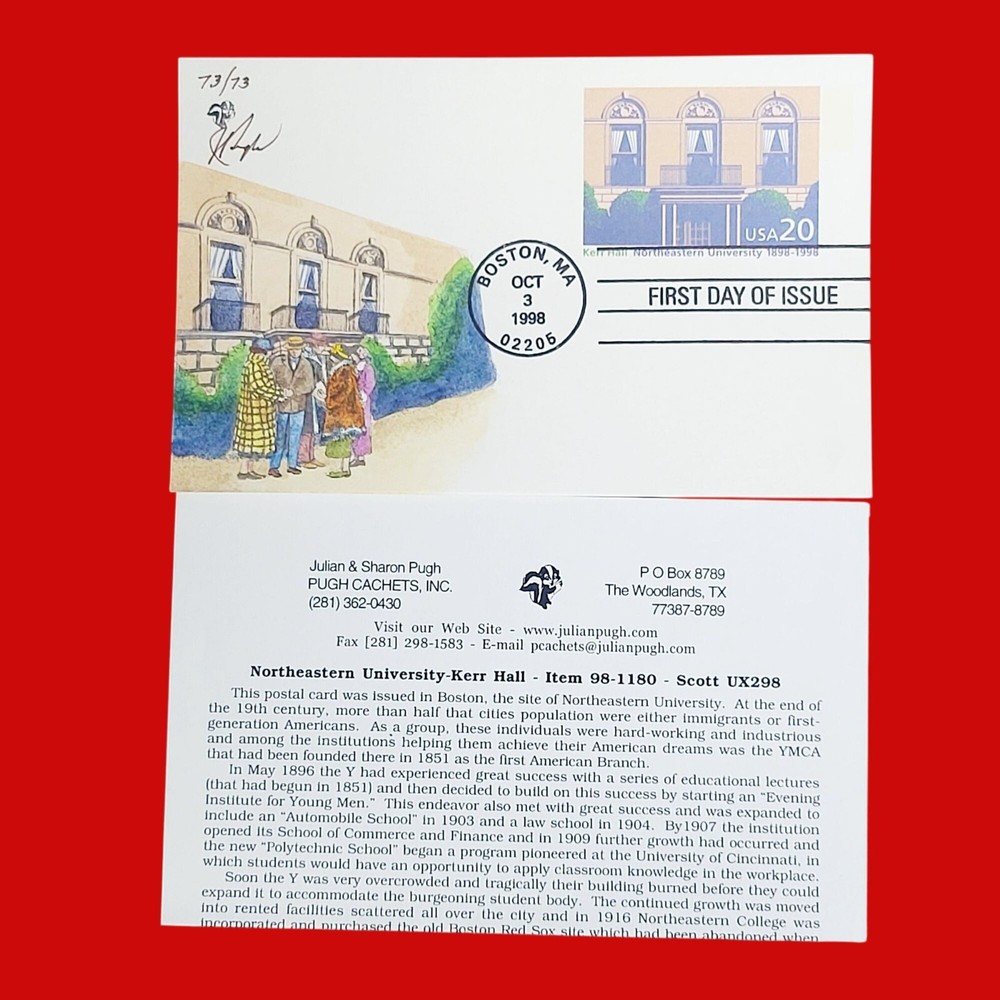 First Day Issue Northeastern University Kerr Hall Stamp Cache Envelope Enclosure