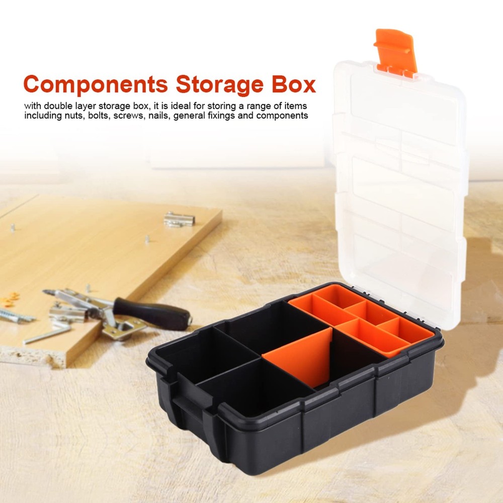 Heavy Duty Tools Box Small Parts Storage Box 9 Compartment Two Layer Hardware...