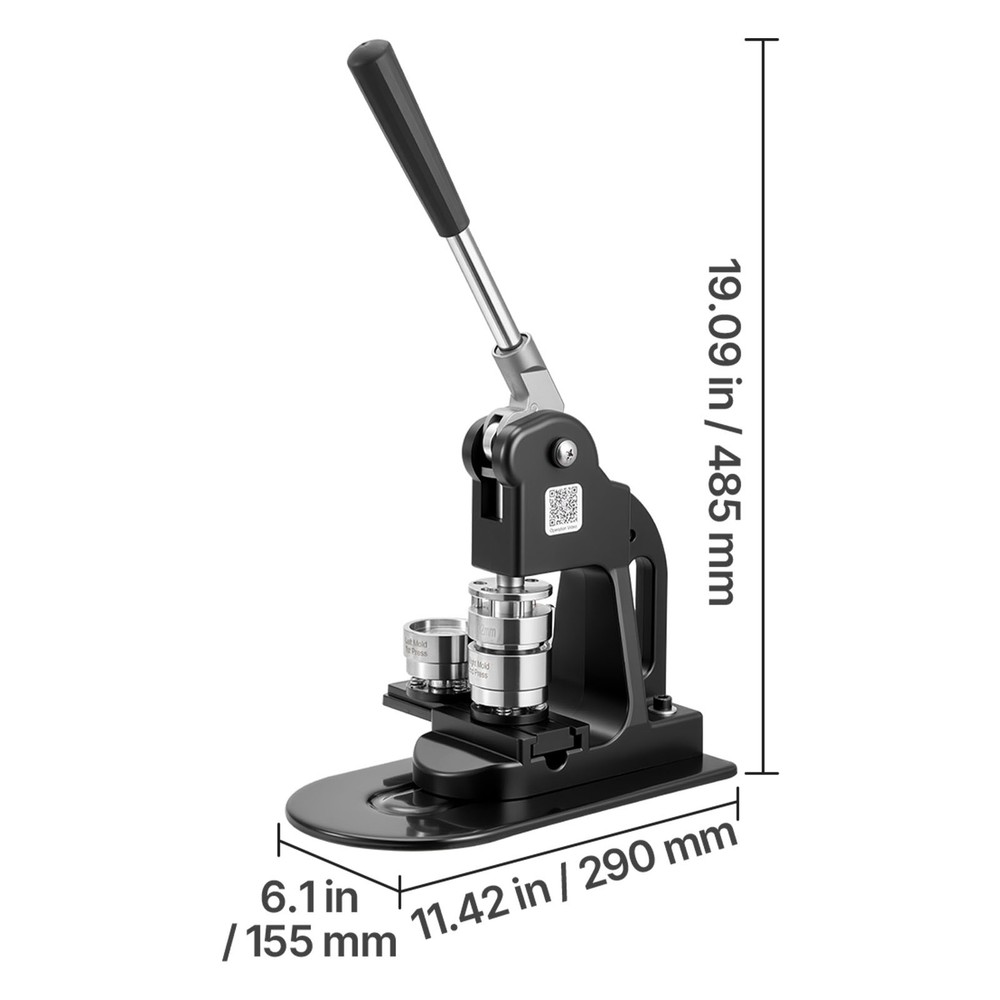 Uimoso Button Maker Machine with 1.25 in Mold and 500 Button Components, Black