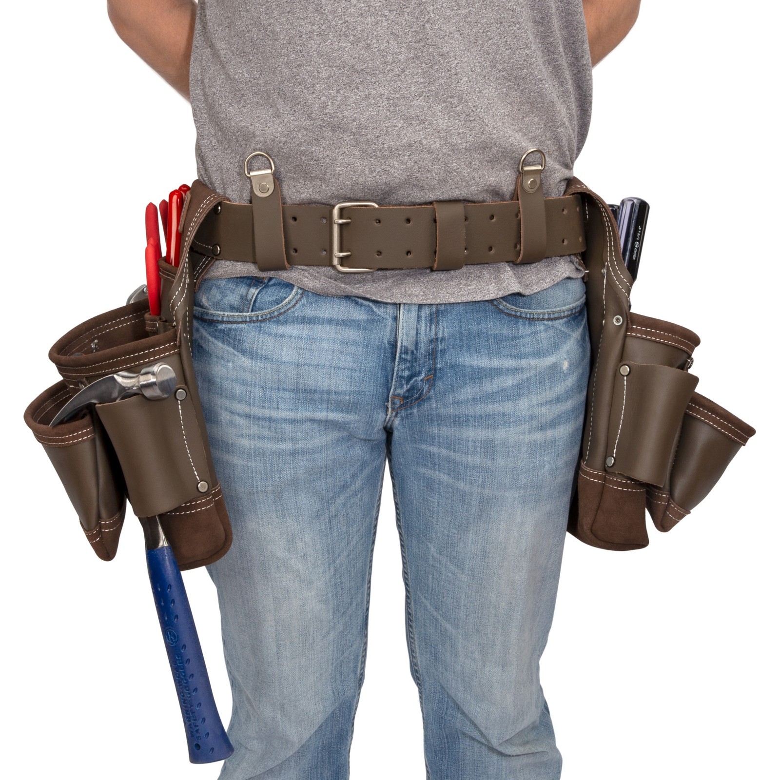 Estwing 14 Pocket Leather Framer's Tool Belt Pouch Apron Set 94746