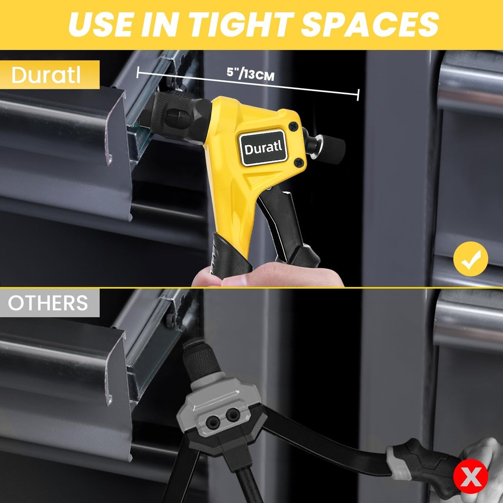 Duratl Rivet Nut Tool Kit, 8-Inch Hand Rivnut 8" Yellow