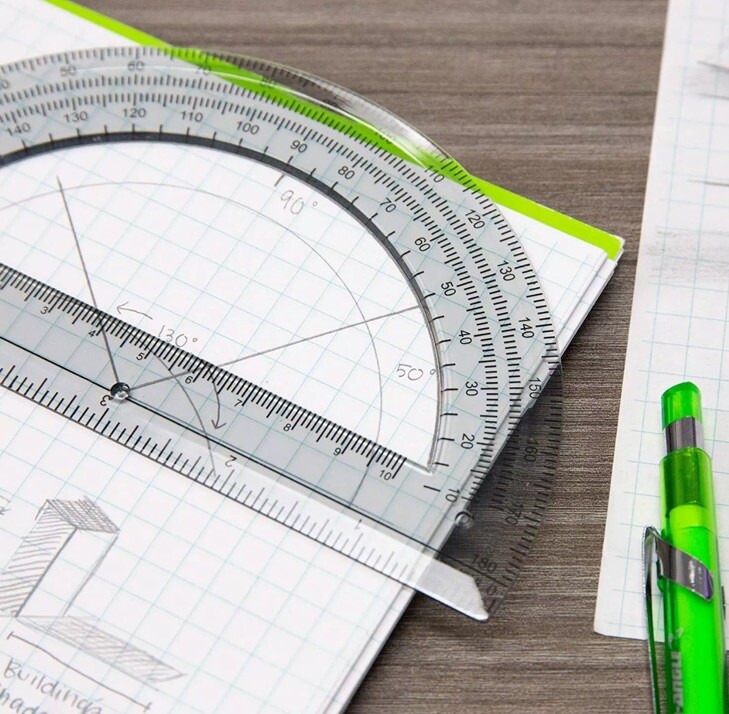 4x BAZIC Protractor Semicircular 6” 180 Degrees Helix Plastic Durable FOUR NEW