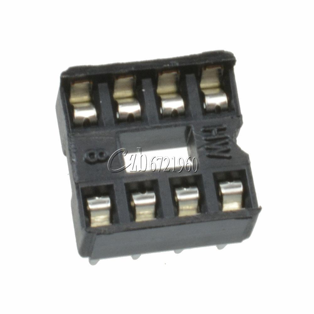 100PCS 8-Pins 8pin DIP Pitch IC Sockets Adaptor Solder Type Socket