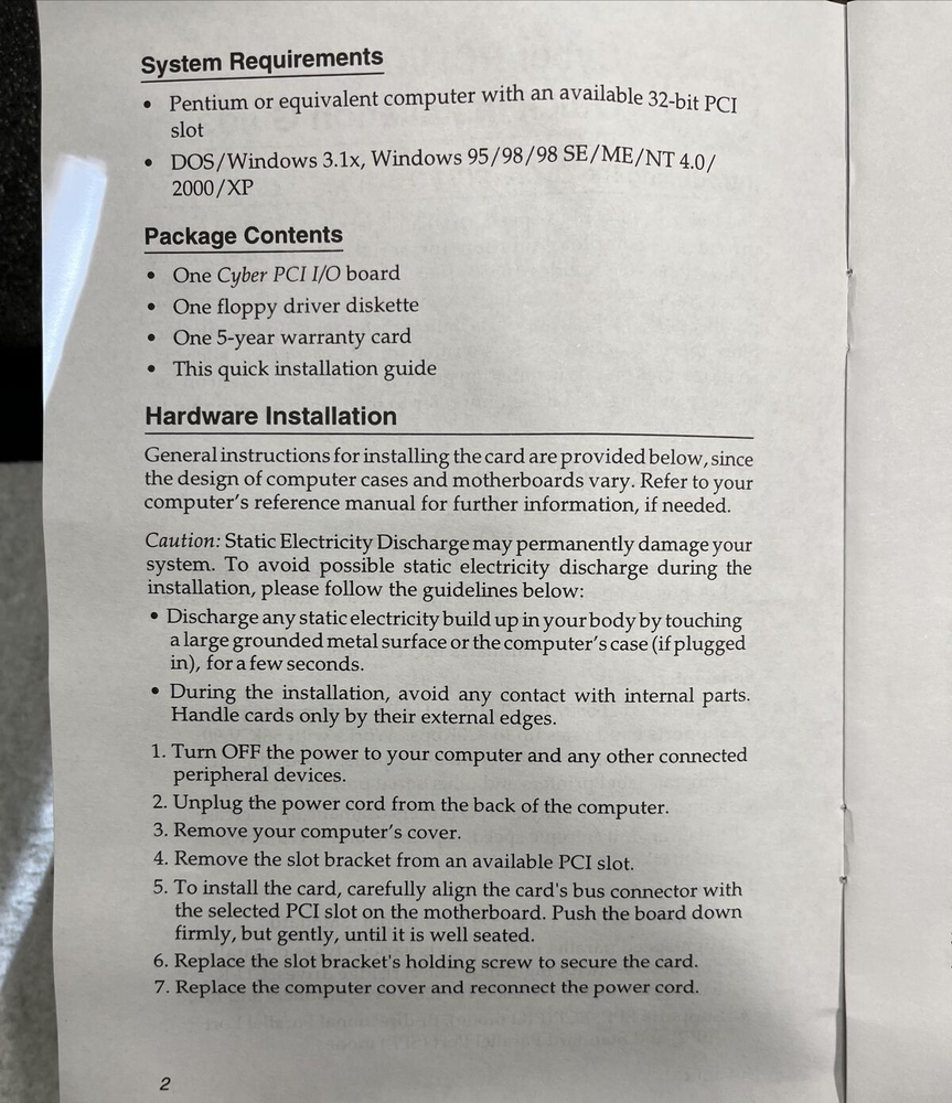 SIIG 16550 Fast Serial 16-Byte Buffer Board Ver. 1.0