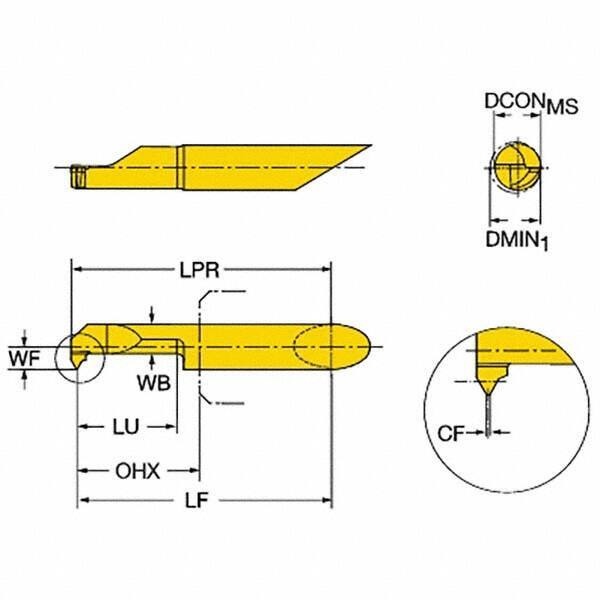 Sandvik 6.2mm Min Diam, 15mm Max Depth, Boring Bar, 1025 Solid Carbide