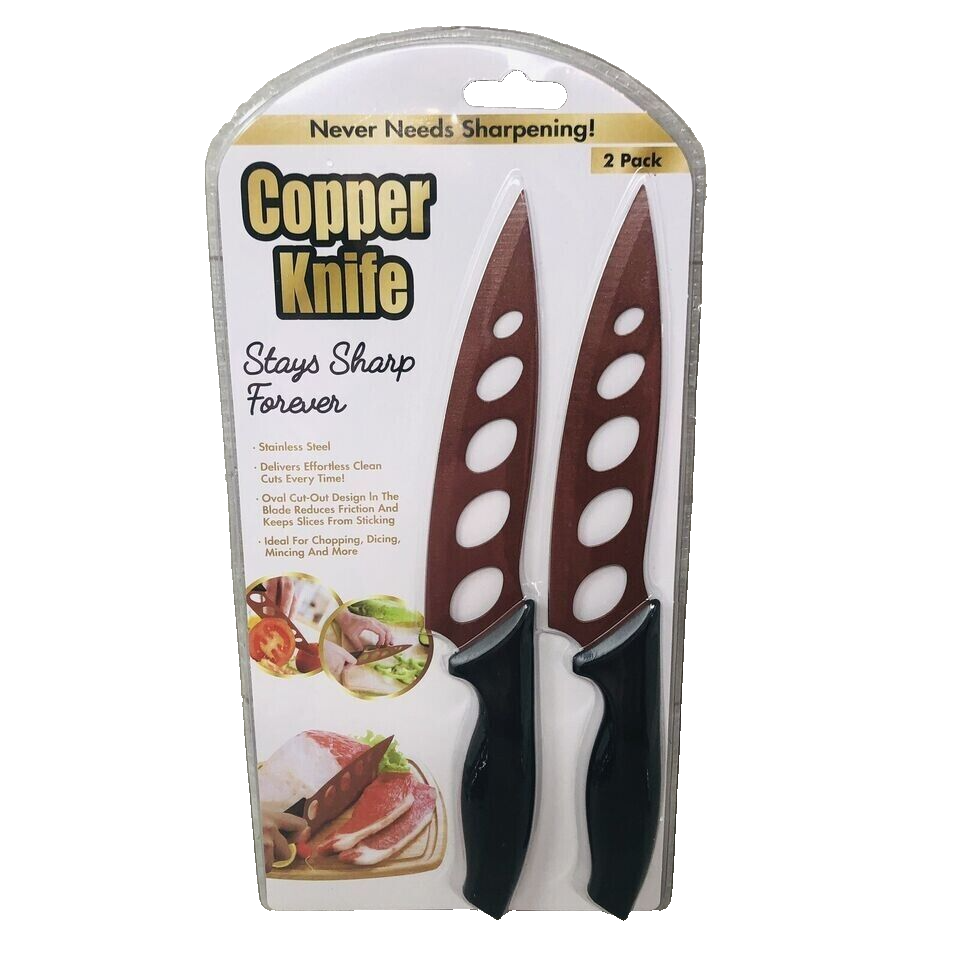 2pc Copper Knife Never Needs Sharpening self Stay Sharp Forever Stainless Steel