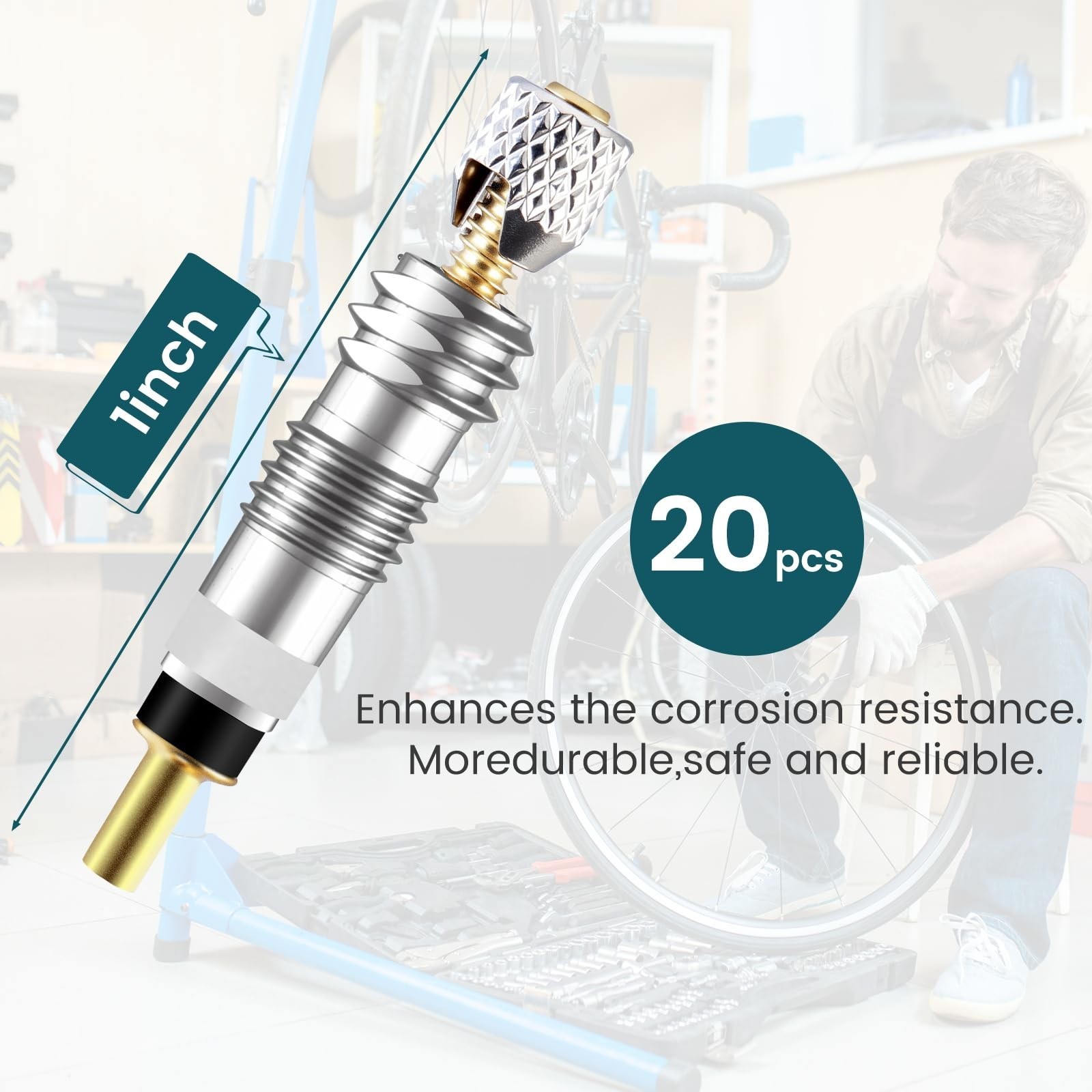 20 Pcs Professional Brass Presta Valve Core & Stem Leak-Proof Silver New