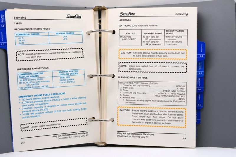 SIMUFLITE KING AIR 200 REFERENCE HANDBOOK, 1985