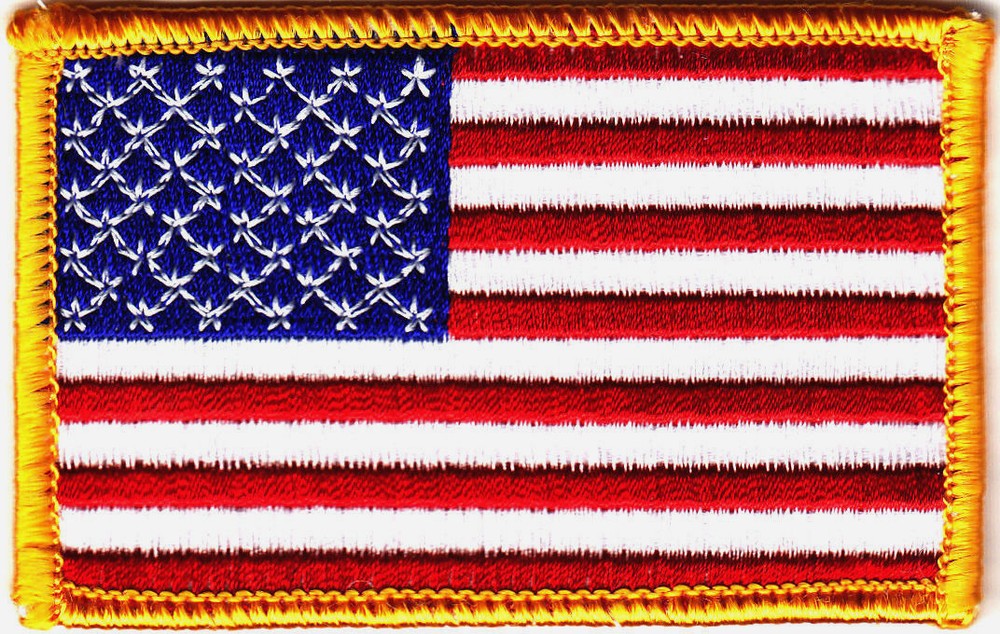 American US flag embroidered patch with gold border