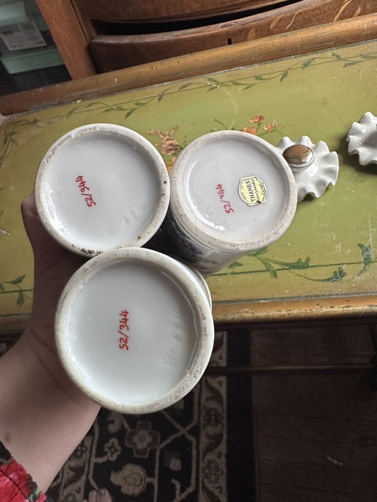 Sweet Set of 3 Vintage Apothecary Jars Cotton Aspirin adhesive Made in Japan