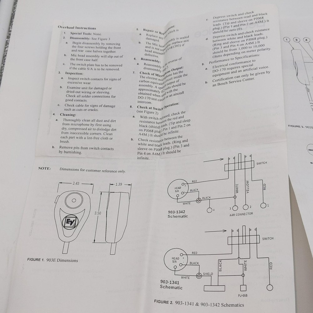 EV Telex 903E Aviation Condenser Microphone