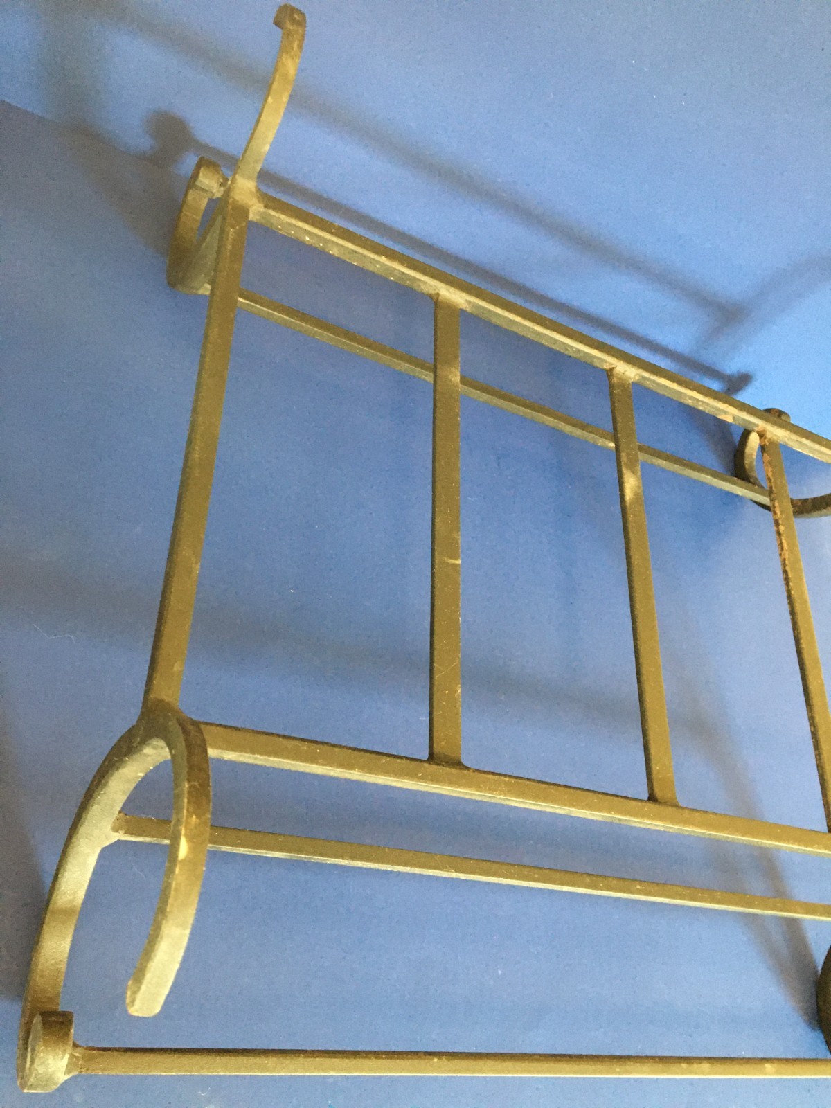 c.2000 ❅Black Rod Iron❅ Vintage Fireplace ~POTTERY BARN~ 18" Log Holder ☆SONOMA☆