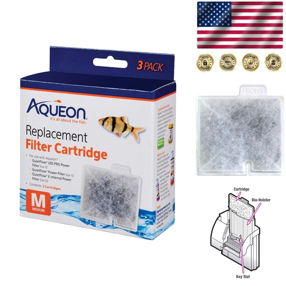 Aqueon Medium Replacement Filter Cartridges - 3 Count for Pristine Aquatic Care