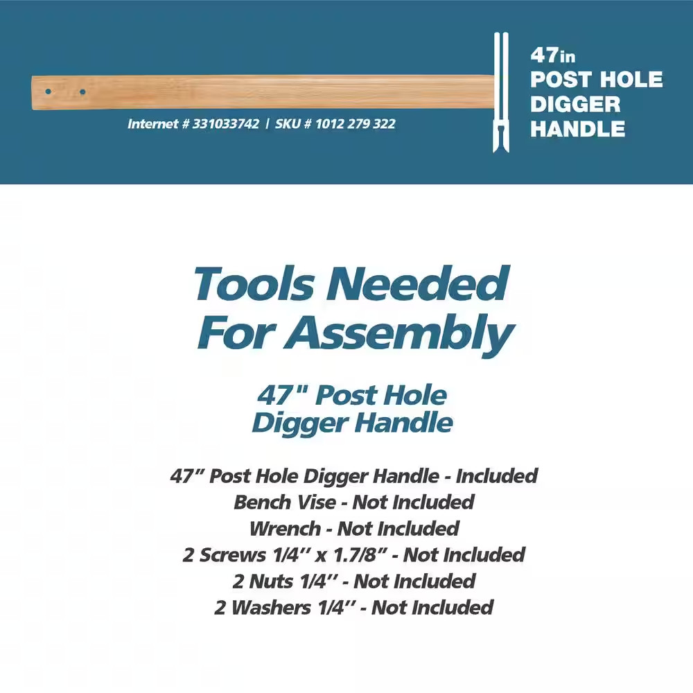 47 In. Post Hole Digger Handle with 1.34 In. Diameter