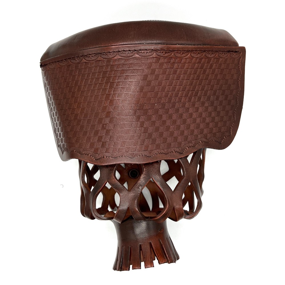6pcs BROWN Genuine Leather Pool Table Pockets Mosaic Pattern
