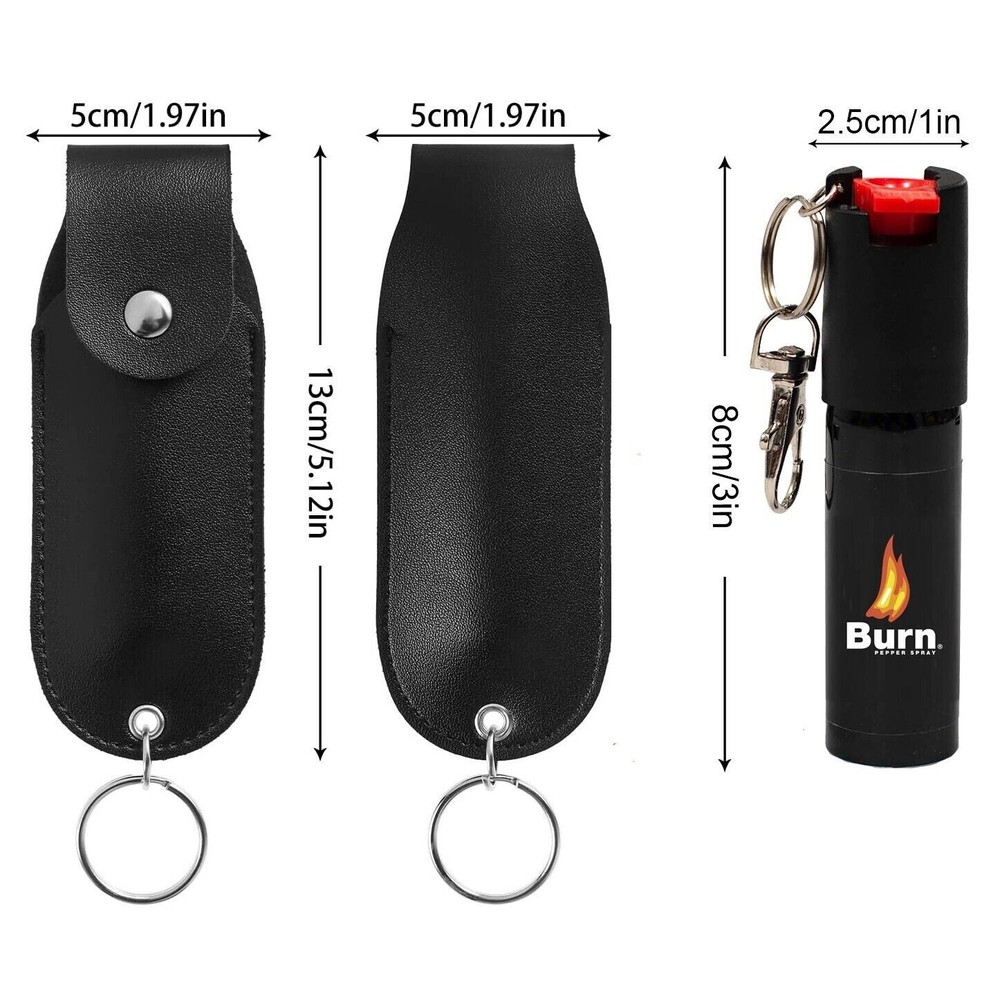 2 PACK BURN Pepper Spray 1/2oz Self Defense Keychain Security Case Black + Blue